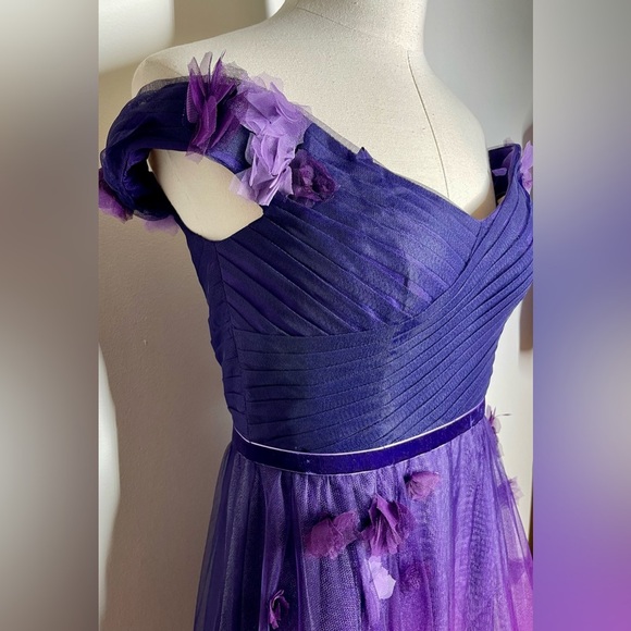 Marchesa Notte | Off The Shoulder High-Lo | Ombre Tulle Gown | Women’s 12 - Picture 5 of 10